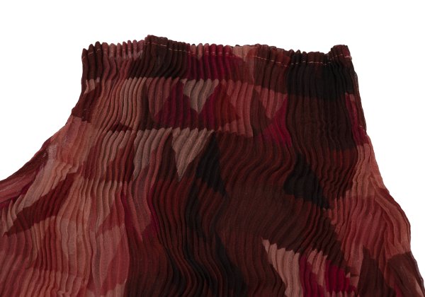 ISSEY MIYAKE Gradient Print Sheer Pleated Top Red Size 2