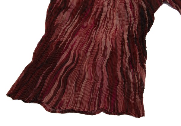 ISSEY MIYAKE Gradient Print Sheer Pleated Top Red Size 2