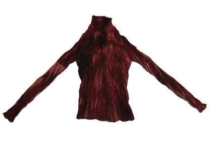 ISSEY MIYAKE Gradient Print Sheer Pleated Top Red Size 2