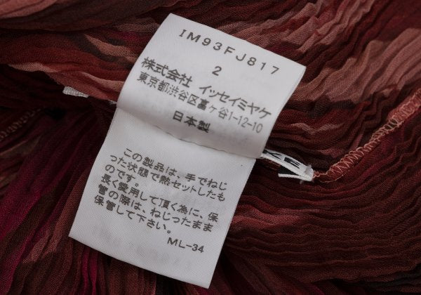 ISSEY MIYAKE Gradient Print Sheer Pleated Top Red Size 2