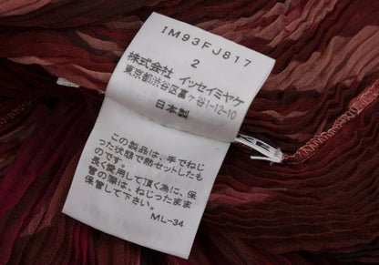 ISSEY MIYAKE Gradient Print Sheer Pleated Top Red Size 2