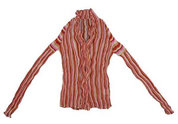 ISSEY MIYAKE Multi-Color Sheer Pleated Blouse Multi Shirt Size 2