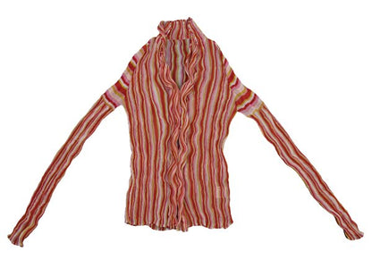 ISSEY MIYAKE Multi-Color Sheer Pleated Blouse Multi Shirt Size 2