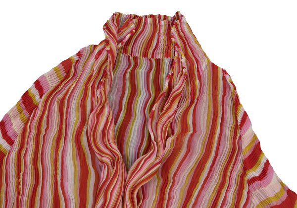 ISSEY MIYAKE Multi-Color Sheer Pleated Blouse Multi Shirt Size 2