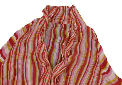 ISSEY MIYAKE Multi-Color Sheer Pleated Blouse Multi Shirt Size 2