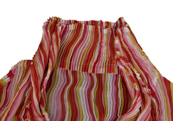ISSEY MIYAKE Multi-Color Sheer Pleated Blouse Multi Shirt Size 2