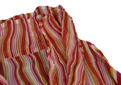 ISSEY MIYAKE Multi-Color Sheer Pleated Blouse Multi Shirt Size 2