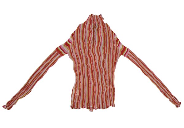 ISSEY MIYAKE Multi-Color Sheer Pleated Blouse Multi Shirt Size 2