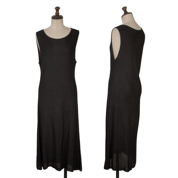 ANTEPRIMA Rayon Mesh Sleeveless Midi Dress Black Size M