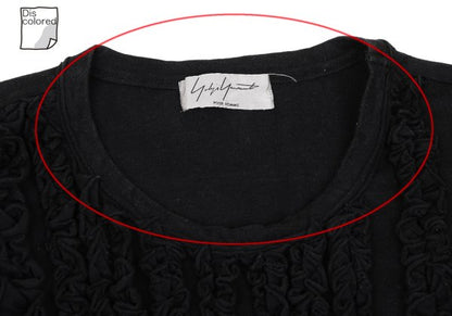 Yohji Yamamoto POUR HOMME Cotton Frill T-Shirt Black Size 3