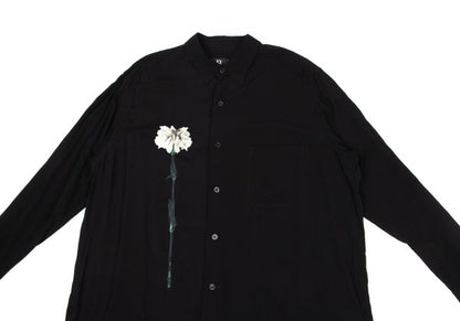 B Yohji Yamamoto 20AW Floral Print Rayon Shirt Black Size 2