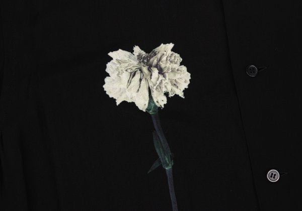B Yohji Yamamoto 20AW Floral Print Rayon Shirt Black Size 2