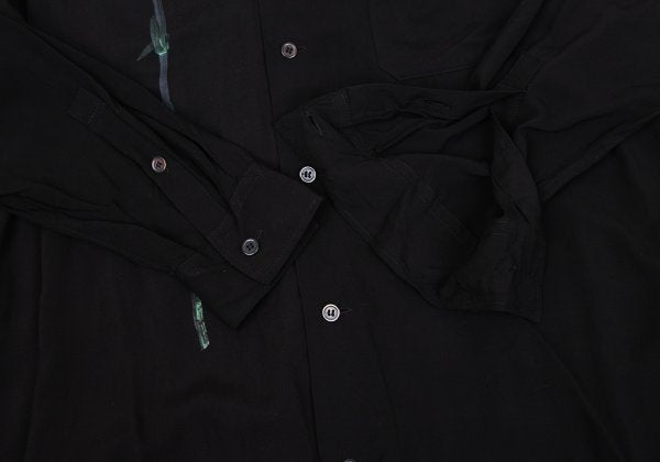B Yohji Yamamoto 20AW Floral Print Rayon Shirt Black Size 2