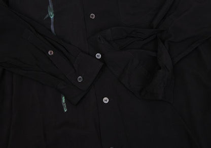 B Yohji Yamamoto 20AW Floral Print Rayon Shirt Black Size 2