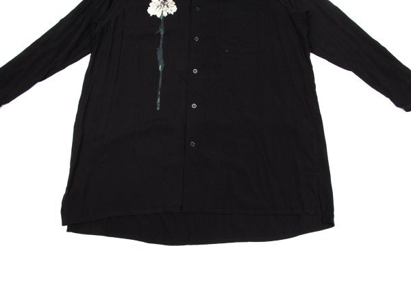 B Yohji Yamamoto 20AW Floral Print Rayon Shirt Black Size 2