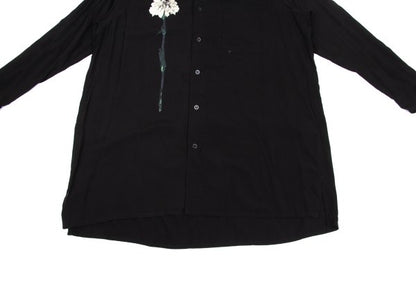 B Yohji Yamamoto 20AW Floral Print Rayon Shirt Black Size 2