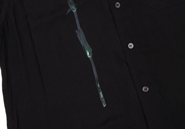 B Yohji Yamamoto 20AW Floral Print Rayon Shirt Black Size 2