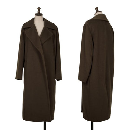 Max Mara Manuela Wool Cashmere Wrap Coat Dark Brown Size 36