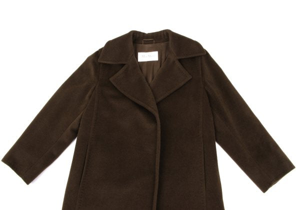 Max Mara Manuela Wool Cashmere Wrap Coat Dark Brown Size 36