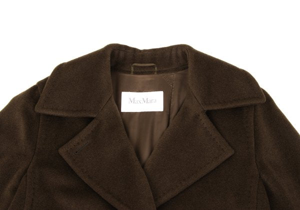 Max Mara Manuela Wool Cashmere Wrap Coat Dark Brown Size 36
