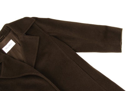 Max Mara Manuela Wool Cashmere Wrap Coat Dark Brown Size 36