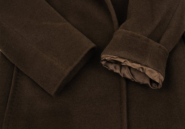 Max Mara Manuela Wool Cashmere Wrap Coat Dark Brown Size 36