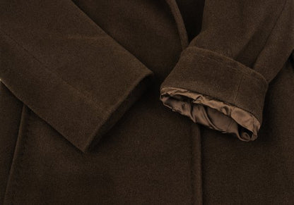 Max Mara Manuela Wool Cashmere Wrap Coat Dark Brown Size 36