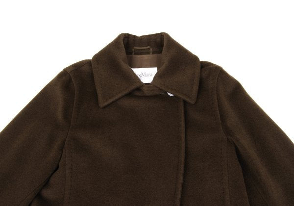 Max Mara Manuela Wool Cashmere Wrap Coat Dark Brown Size 36