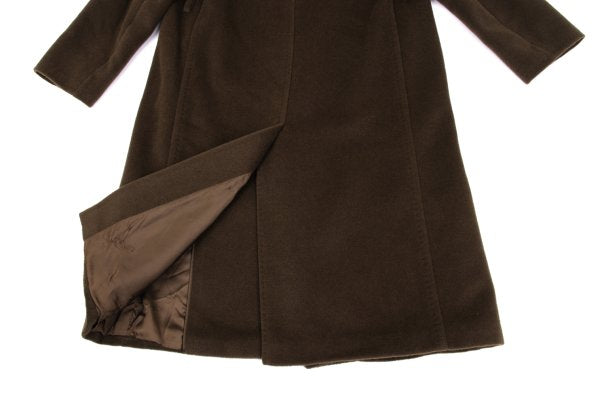 Max Mara Manuela Wool Cashmere Wrap Coat Dark Brown Size 36