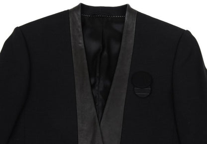 Neil Barrett Leather Paneled Lapel Jacket Size 40