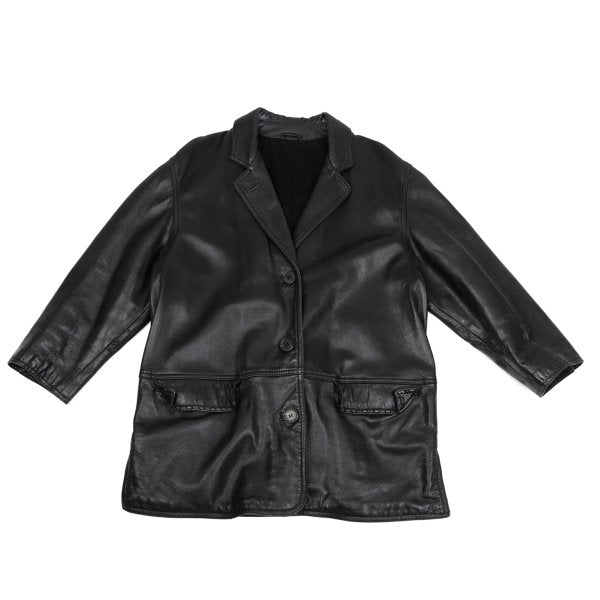 RUFFO Stitched Leather Tailored Blazer Black Size L
