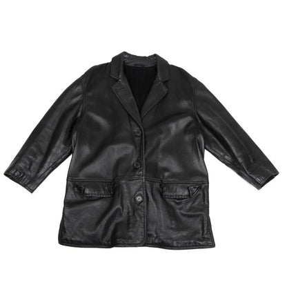 RUFFO Stitched Leather Tailored Blazer Black Size L