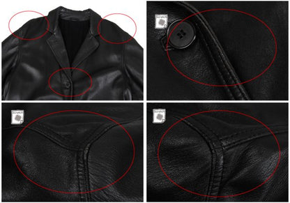 RUFFO Stitched Leather Tailored Blazer Black Size L