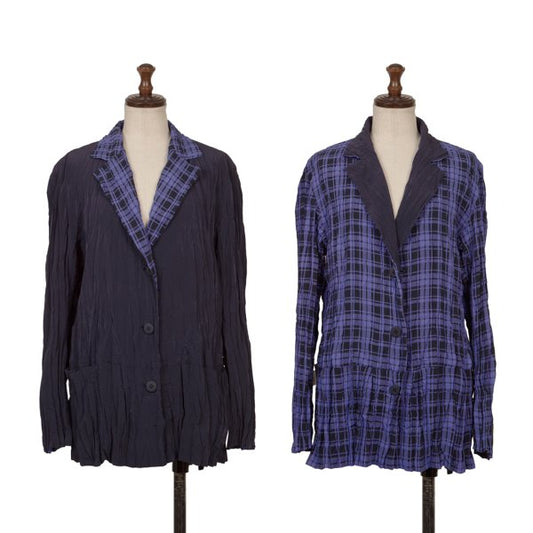 ISSEY MIYAKE Reversible Check Twist Pleat Jacket Size 2