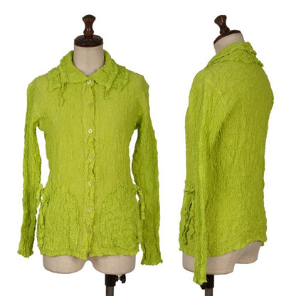 ISSEY MIYAKE me Cauliflower String Button Up Green Shirt Size F