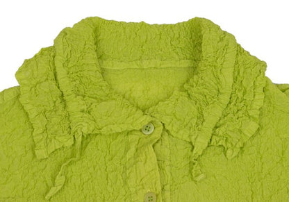 ISSEY MIYAKE me Cauliflower String Button Up Green Shirt Size F