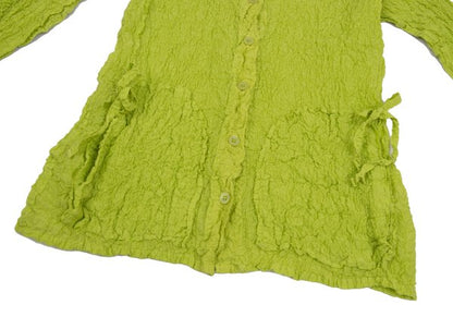 ISSEY MIYAKE me Cauliflower String Button Up Green Shirt Size F