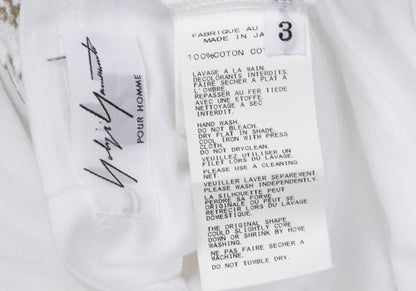 Yohji Yamamoto POUR HOMME Feather Print T-Shirt White Size 3