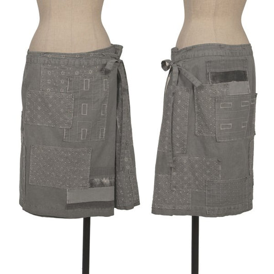 COMME des GARCONS Tricot Dyed Patchwork Skirt Gray Size S