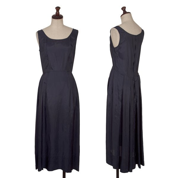 COMME des GARCONS Box Pleat Sleeveless Dress Navy Size S