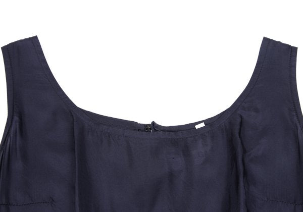 COMME des GARCONS Box Pleat Sleeveless Dress Navy Size S