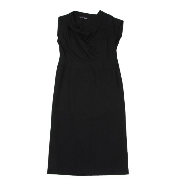 tricot COMME des GARCONS Wool Drape Neck Dress Black Size S