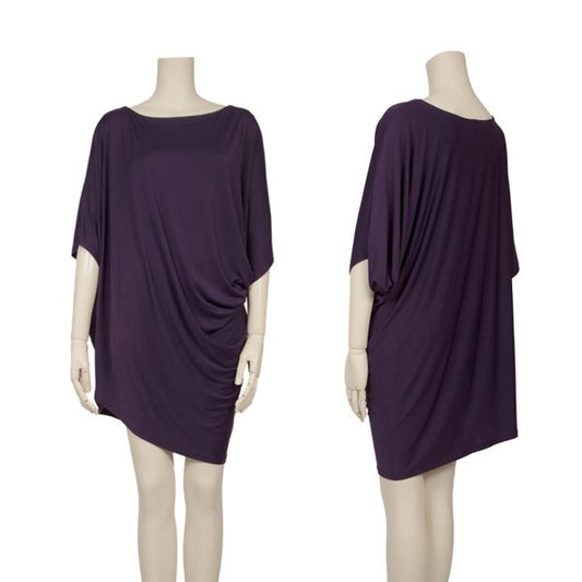 ISSEY MIYAKE Asymmetric Stretch Tunic Purple Blouse Size 2