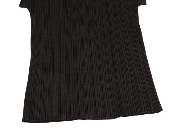 PLEATS PLEASE Metal Button Band Neck Blouse Brown Size 3