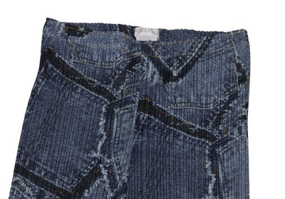 PLEATS PLEASE Patchwork Denim Print Jeans Indigo Size 1