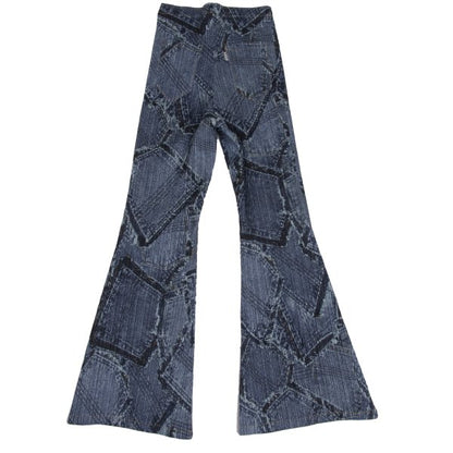 PLEATS PLEASE Patchwork Denim Print Jeans Indigo Size 1