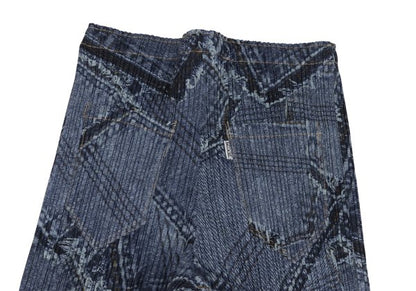 PLEATS PLEASE Patchwork Denim Print Jeans Indigo Size 1