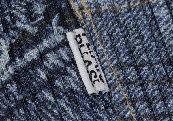 PLEATS PLEASE Patchwork Denim Print Jeans Indigo Size 1
