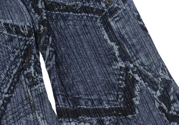 PLEATS PLEASE Patchwork Denim Print Jeans Indigo Size 1