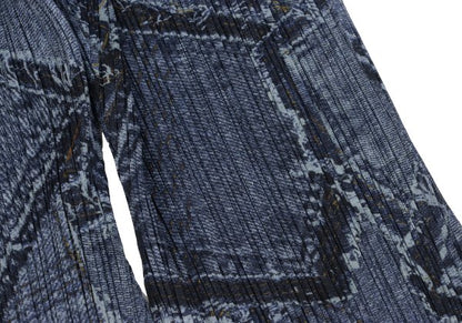 PLEATS PLEASE Patchwork Denim Print Jeans Indigo Size 1